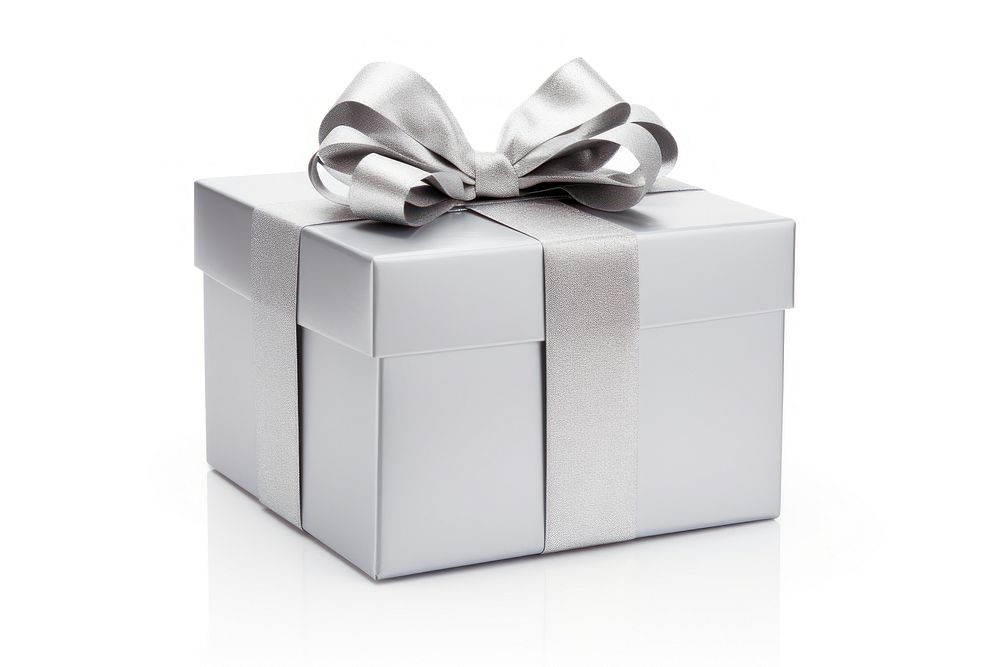 Silver gift box white background celebration anniversary. AI generated Image by rawpixel.