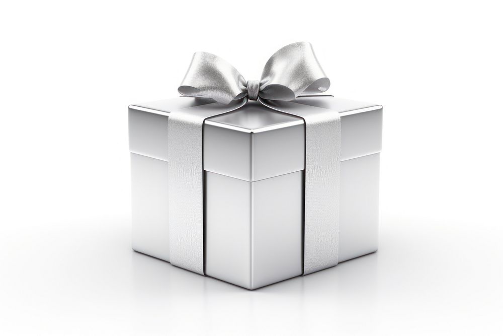 Silver gift box white white background celebration. AI generated Image by rawpixel.