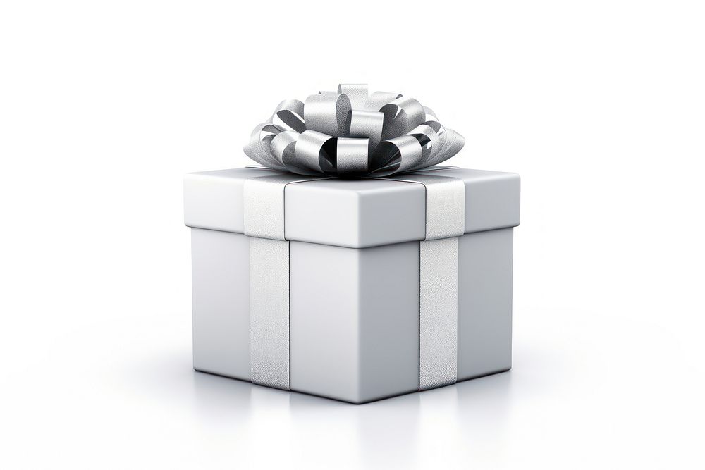 Silver present box white gift white background. AI generated Image by rawpixel.