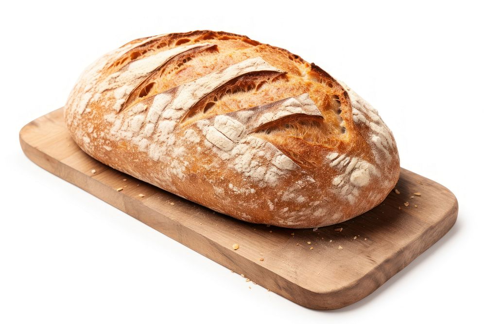 Sourdough bread loaf food white background viennoiserie. AI generated Image by rawpixel.