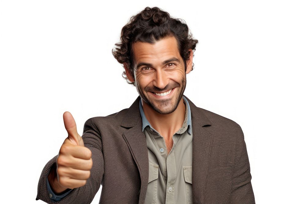 Smiling man pointing finger smile. AI generated Image by rawpixel.