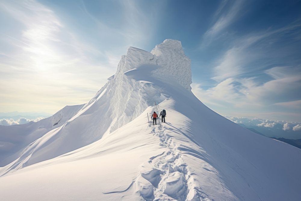 Snow mountain climbing recreation adventure outdoors. AI generated Image by rawpixel.