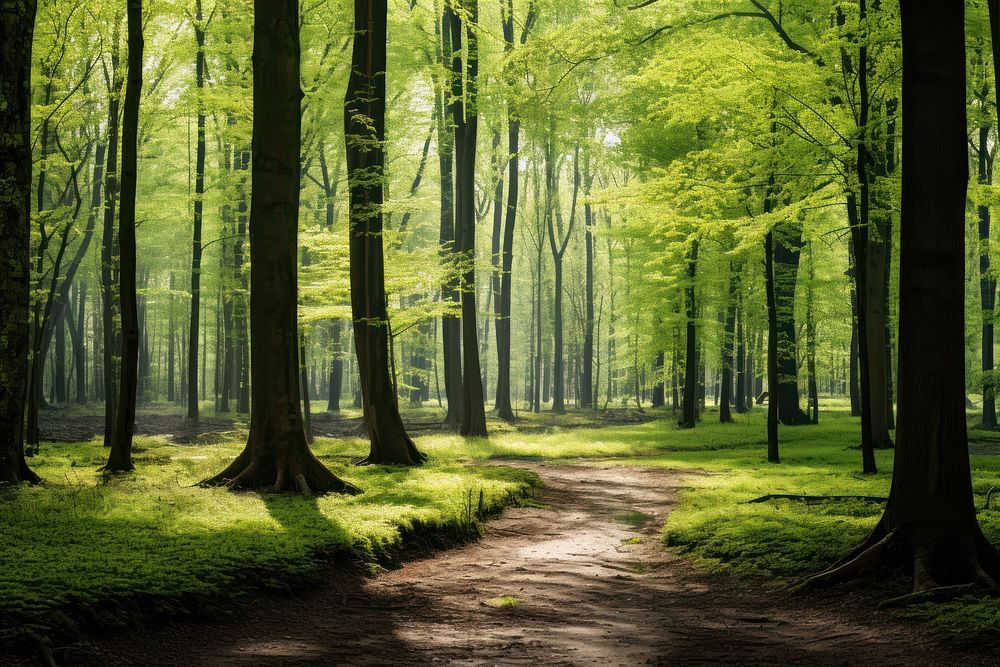 Spring forest landscape woodland outdoors. AI generated Image by rawpixel.
