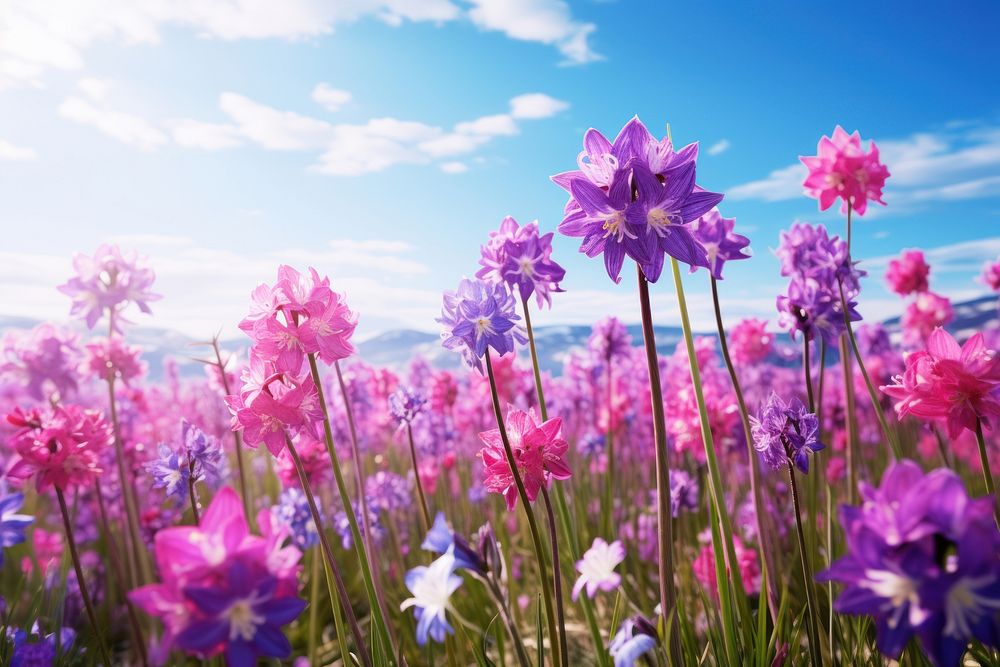 Flower field backgrounds landscape. AI generated Image by rawpixel.