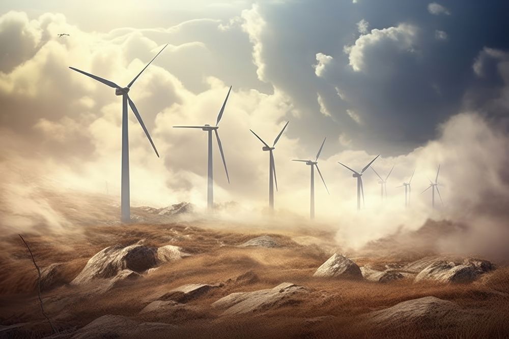 Photograph wind renewable energy windmill outdoors turbine. AI generated Image by rawpixel.