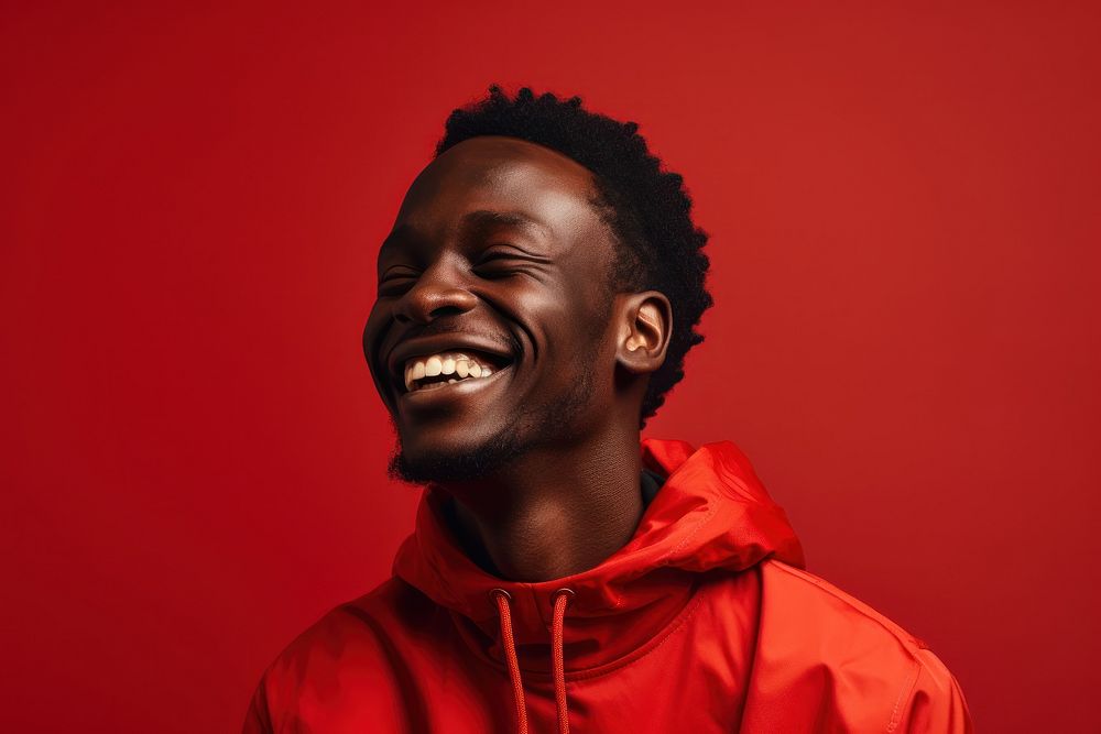 Close up shot of a smiling black man laughing adult teeth. AI generated Image by rawpixel.