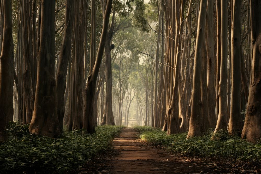 Forest Of Eucalyptus Tree forest tree land. AI generated Image by rawpixel.