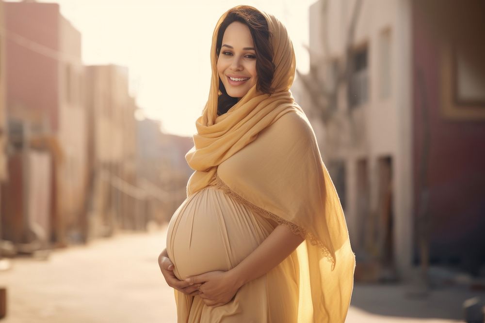 Qatari pregnant woman person female adult. AI generated Image by rawpixel.