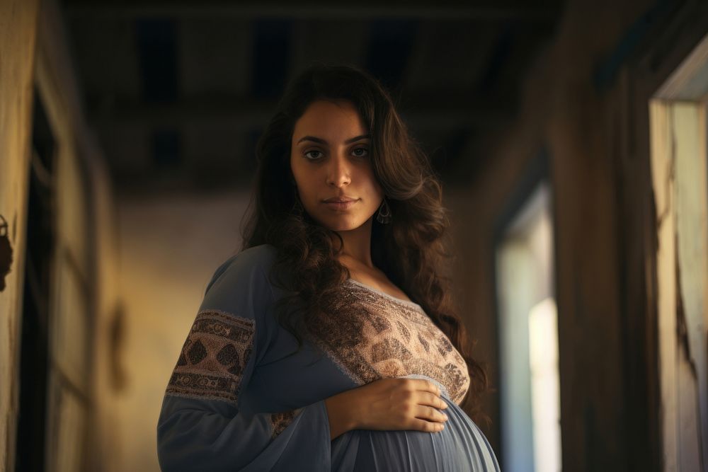 Palestine pregnant woman portrait person female. AI generated Image by rawpixel.