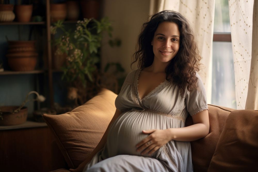 Moroccan pregnant woman portrait sitting person. AI generated Image by rawpixel.
