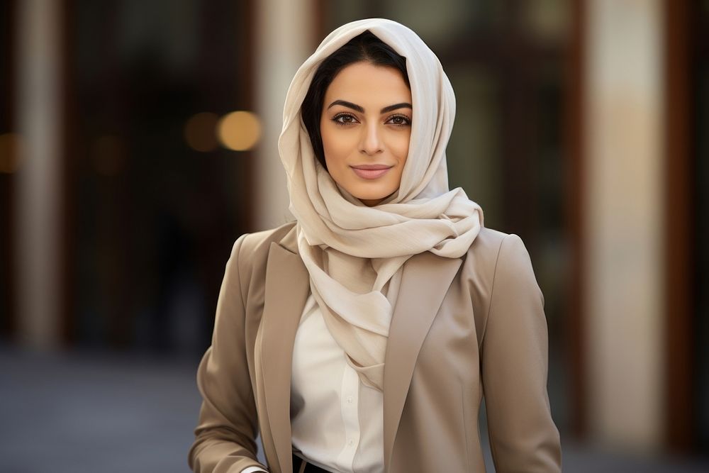 Iraq businesswoman person scarf architecture. AI generated Image by rawpixel.