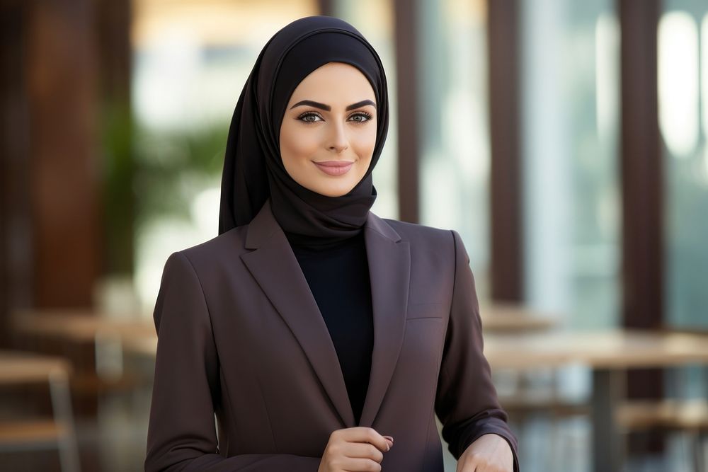 Qatar businesswoman person scarf smile