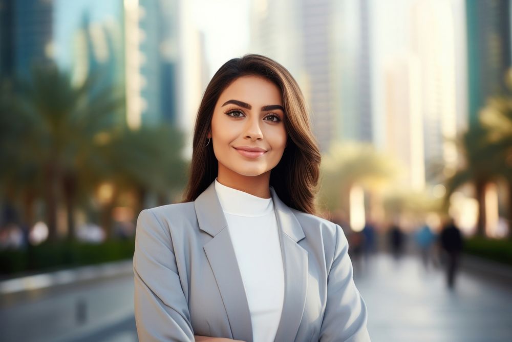 UAE businesswoman person smile day. AI generated Image by rawpixel.