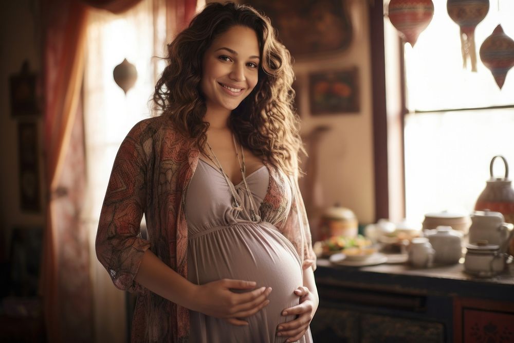Moroccan pregnant woman portrait person female. AI generated Image by rawpixel.