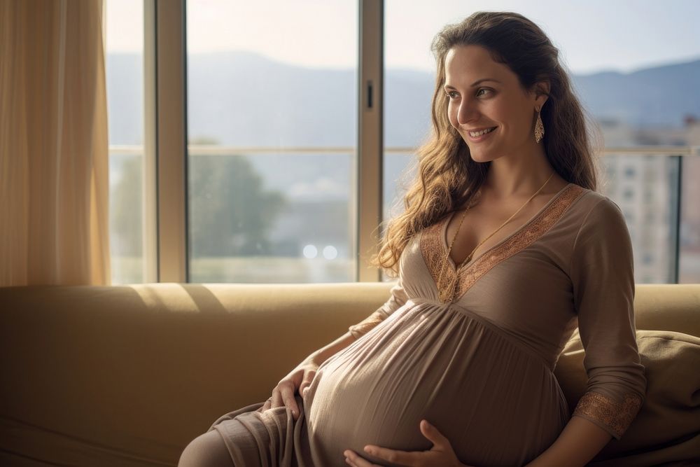 Israeli pregnant woman portrait sitting person. AI generated Image by rawpixel.