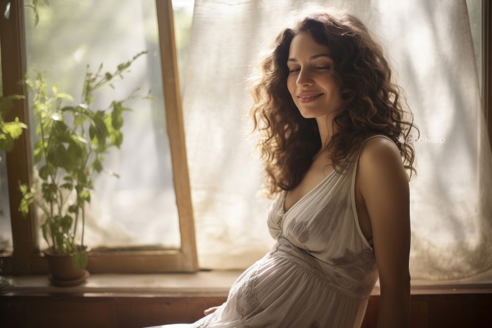 Israeli pregnant woman portrait window person. AI generated Image by rawpixel.