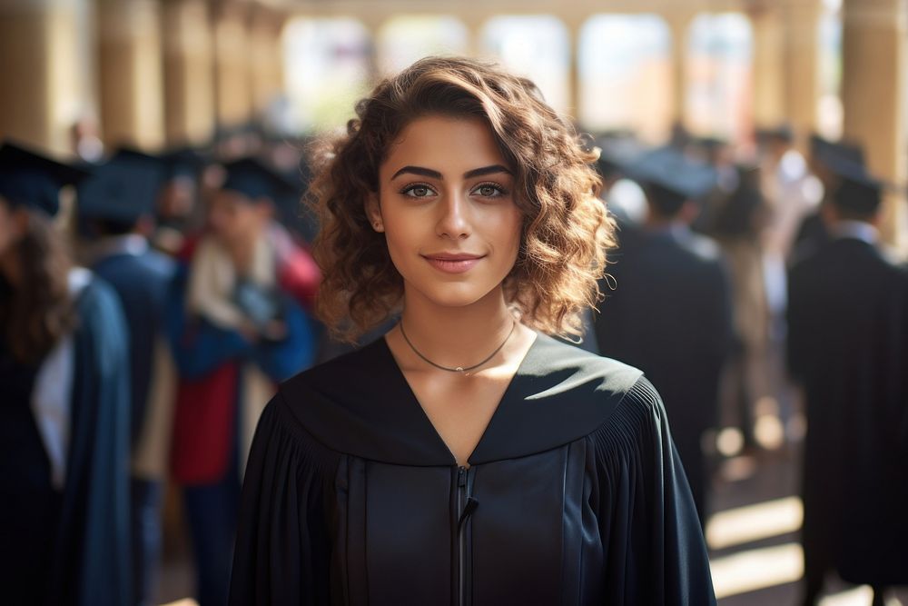 Iraq female student graduation portrait person. AI generated Image by rawpixel.