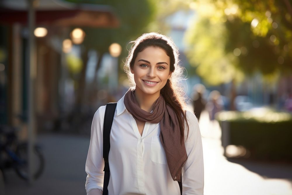 Lebanese female student person smile scarf. AI generated Image by rawpixel.