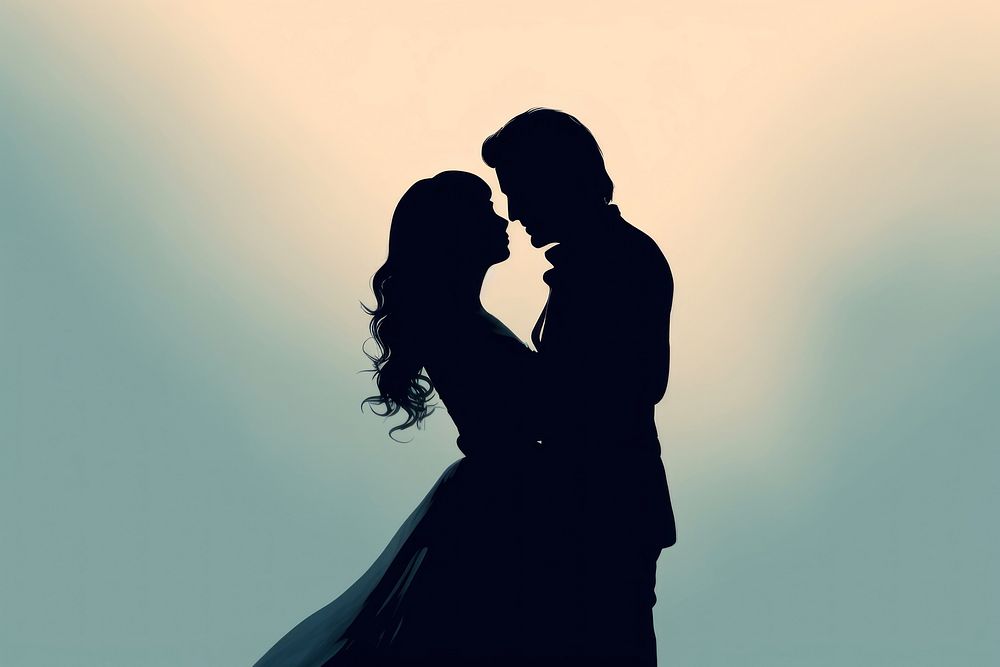Couple backlighting silhouette love. AI generated Image by rawpixel.