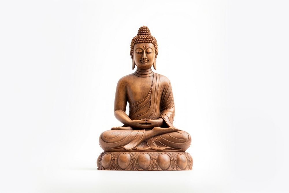 Sculpture of a buddha white background representation spirituality. AI generated Image by rawpixel.