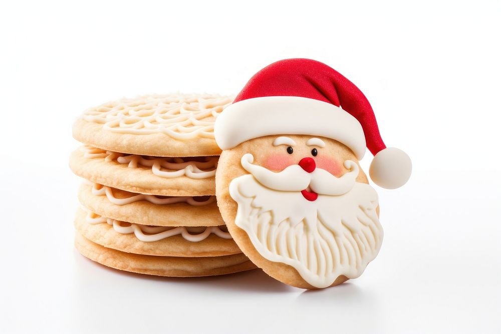 Santa claus cookie food white background. AI generated Image by rawpixel.