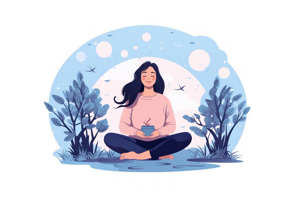 Self care illustration vector sitting adult yoga. AI generated Image by rawpixel.