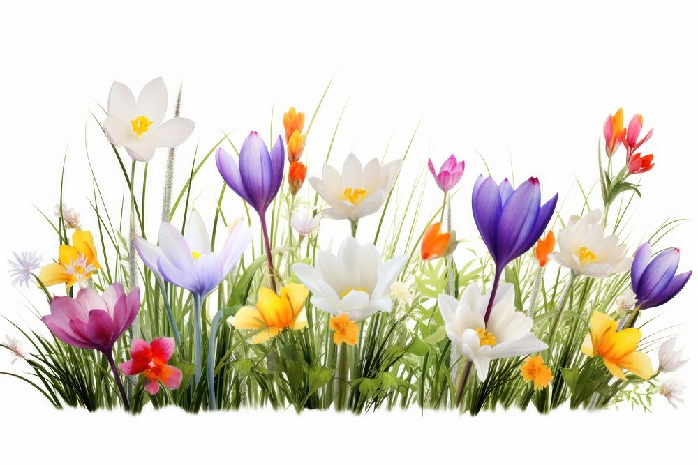 Spring flowers outdoors blossom crocus. AI generated Image by rawpixel.