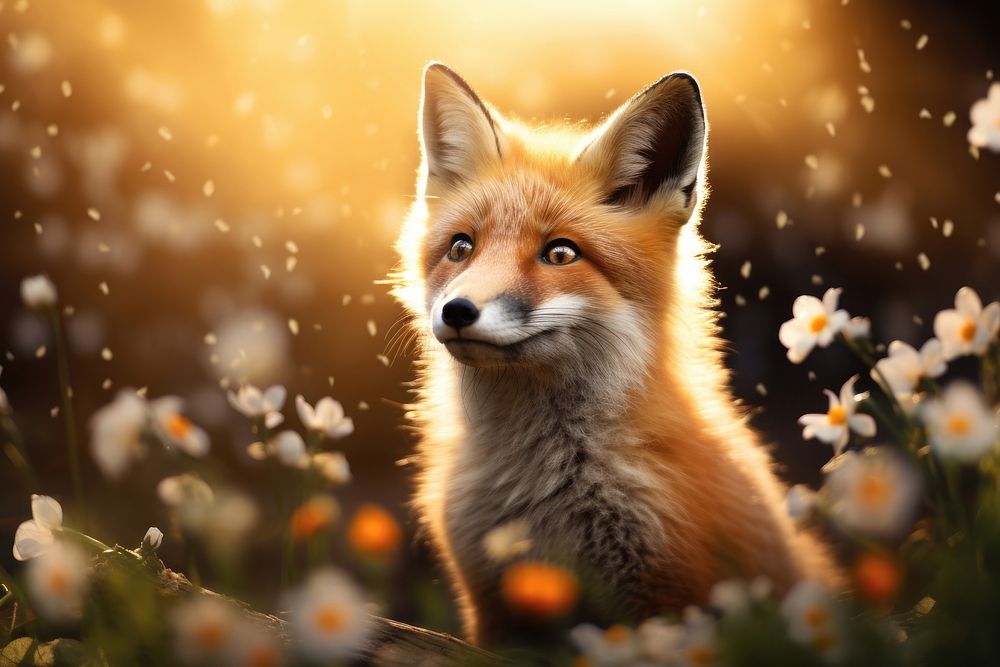 Spring time with foxes wildlife animal mammal. AI generated Image by rawpixel.