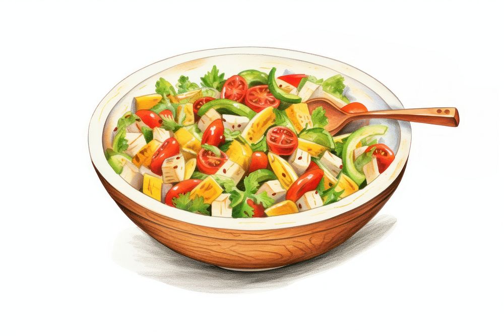 Healthy meal bowl plate food white background. AI generated Image by rawpixel.