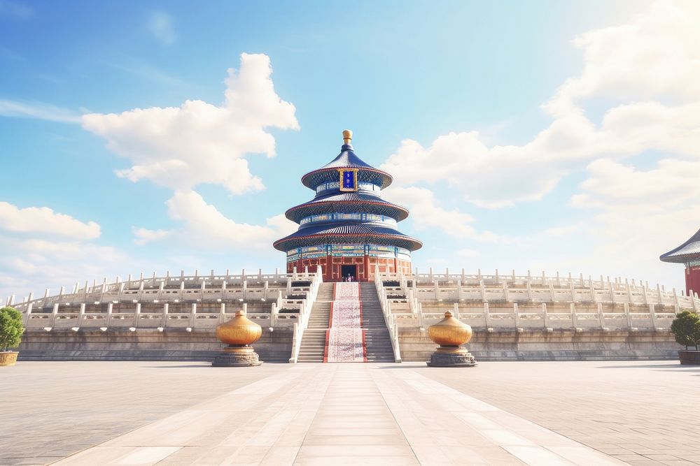 Temple of Heaven landmark temple spirituality. AI generated Image by rawpixel.