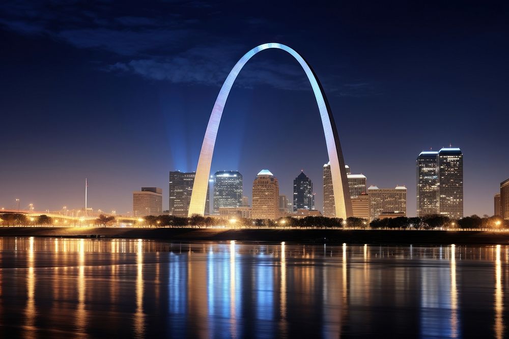 THE GATEWAY ARCH landmark arch architecture. AI generated Image by rawpixel.