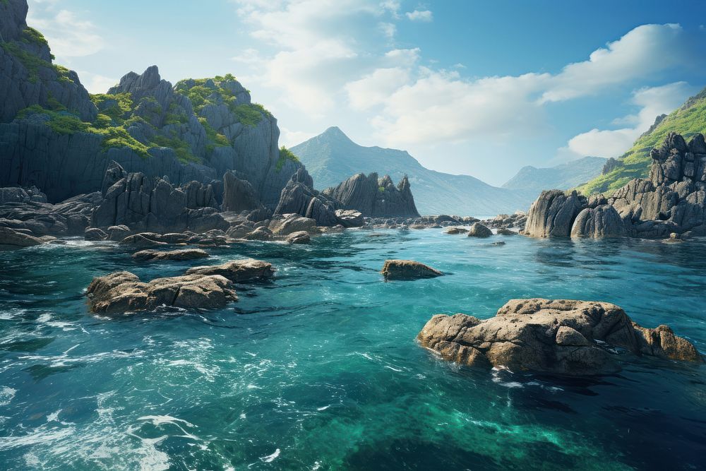 The isolated rocky islands landscape outdoors nature. 