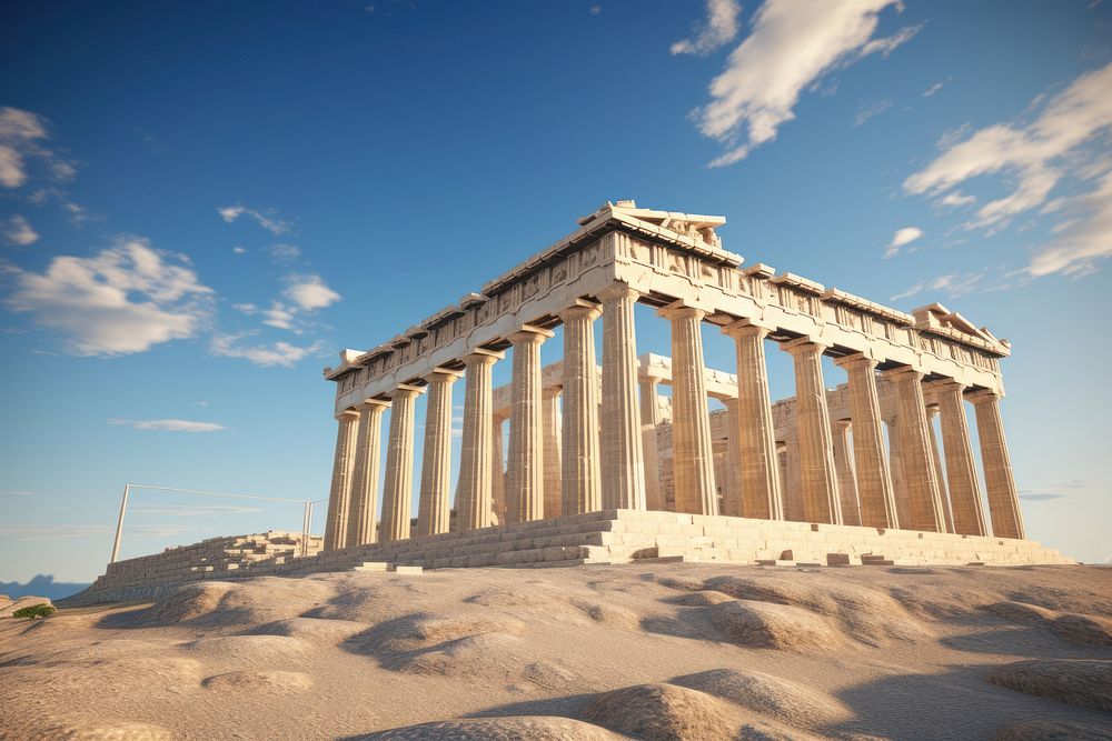 The Parthenon architecture parthenon building. AI generated Image by rawpixel.