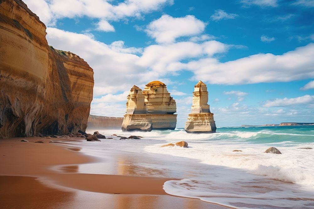 The Twelve Apostles outdoors scenery nature. AI generated Image by rawpixel.