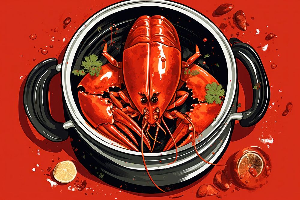 Lobster head in the hot pot seafood invertebrate crustacean. AI generated Image by rawpixel.