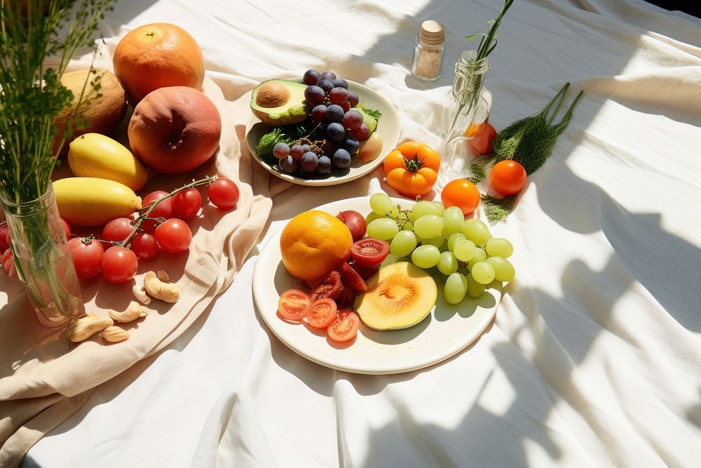 Healthy food brunch fruit table. AI generated Image by rawpixel.