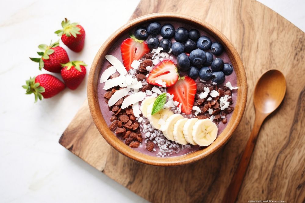 Acai bowl blueberry breakfast fruit. AI generated Image by rawpixel.