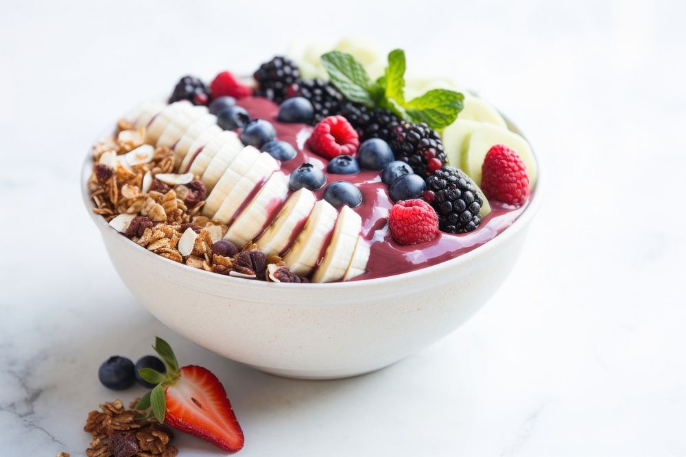 Acai bowl granola dessert berry. 