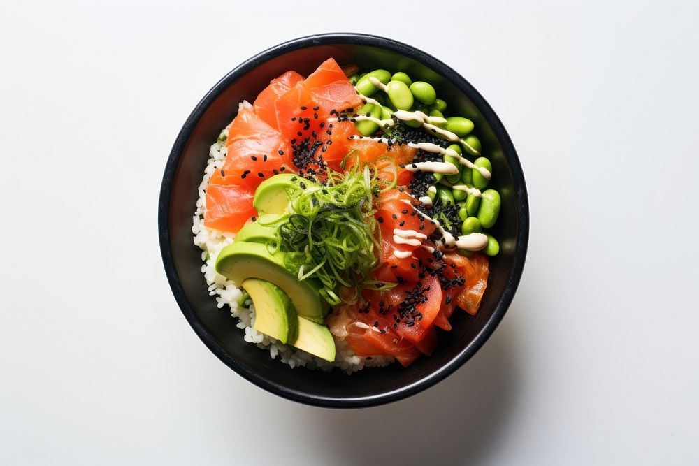 Poke bowl seafood salmon plate. AI generated Image by rawpixel.