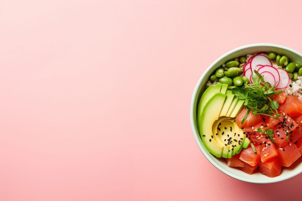 Poke bowl food meal watermelon. AI generated Image by rawpixel.