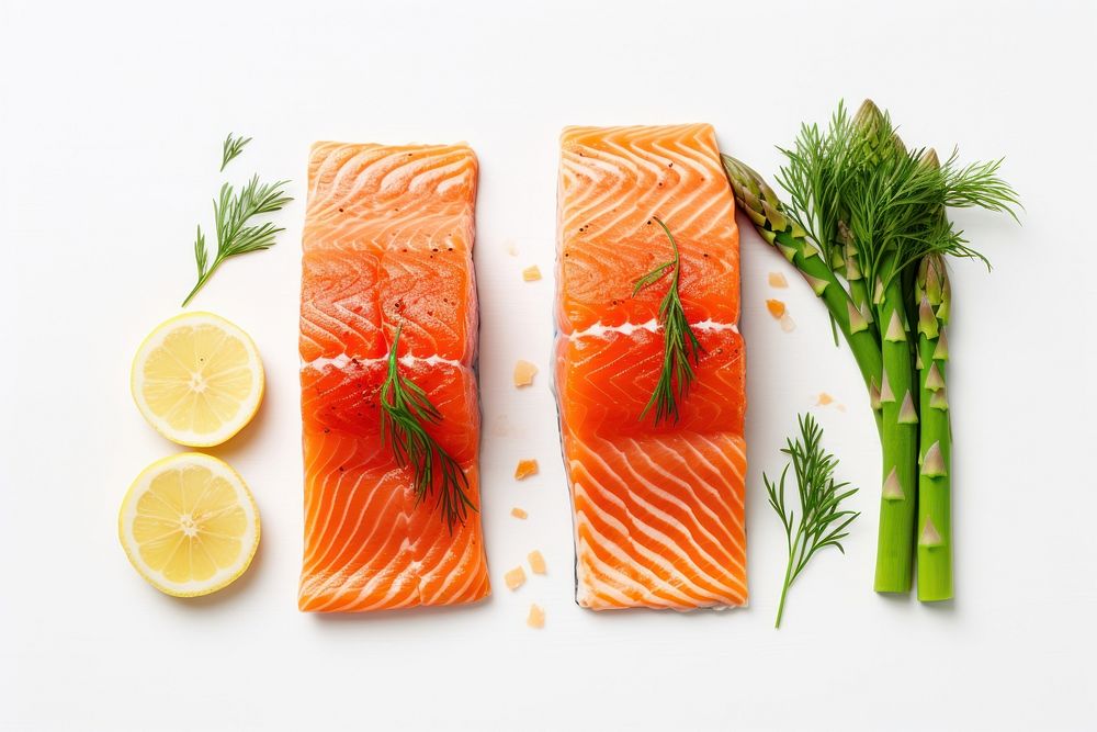 Salmon and asparagus seafood vegetable freshness. AI generated Image by rawpixel.