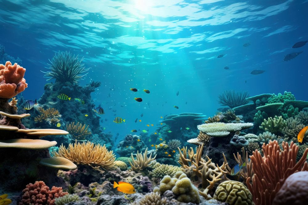 Coral reefs underwater fish outdoors. AI generated Image by rawpixel.