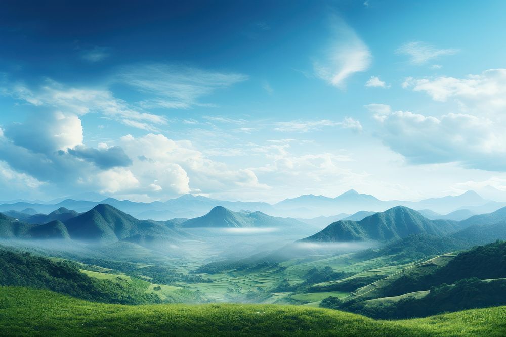 Hills landscape nature panoramic. AI generated Image by rawpixel.