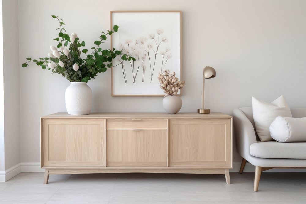 Home decor sideboard furniture plant. AI generated Image by rawpixel.
