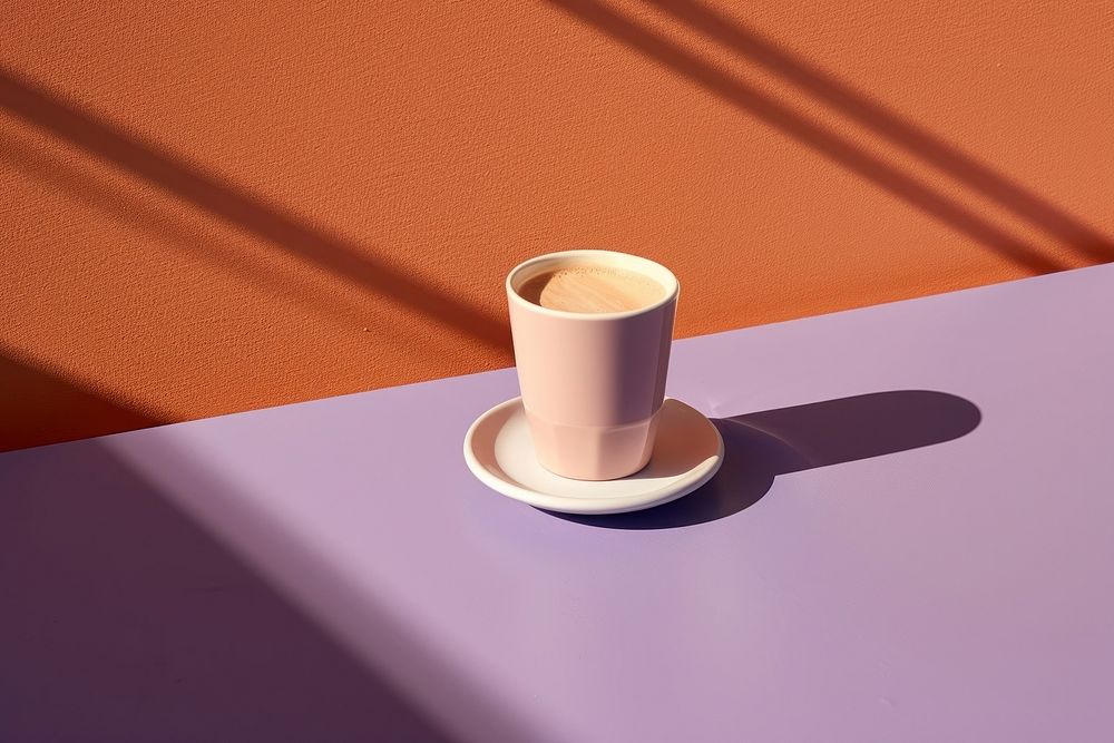 Latte macchiato shadow saucer coffee. AI generated Image by rawpixel.