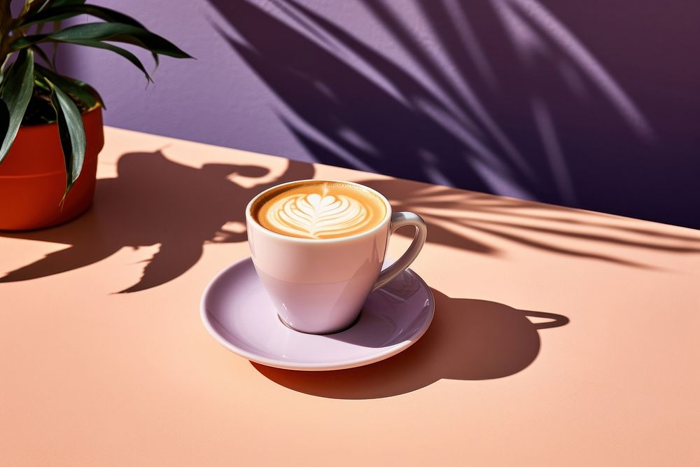 Latte macchiato coffee shadow drink. AI generated Image by rawpixel.