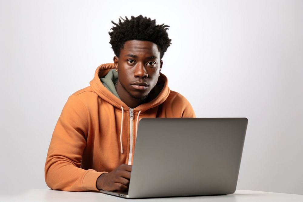 African student study online computer laptop portrait. AI generated Image by rawpixel.