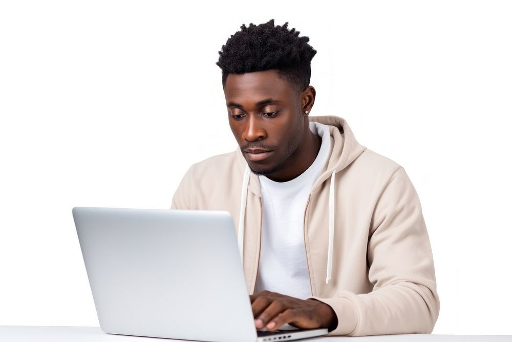 African student study online computer laptop portrait. AI generated Image by rawpixel.