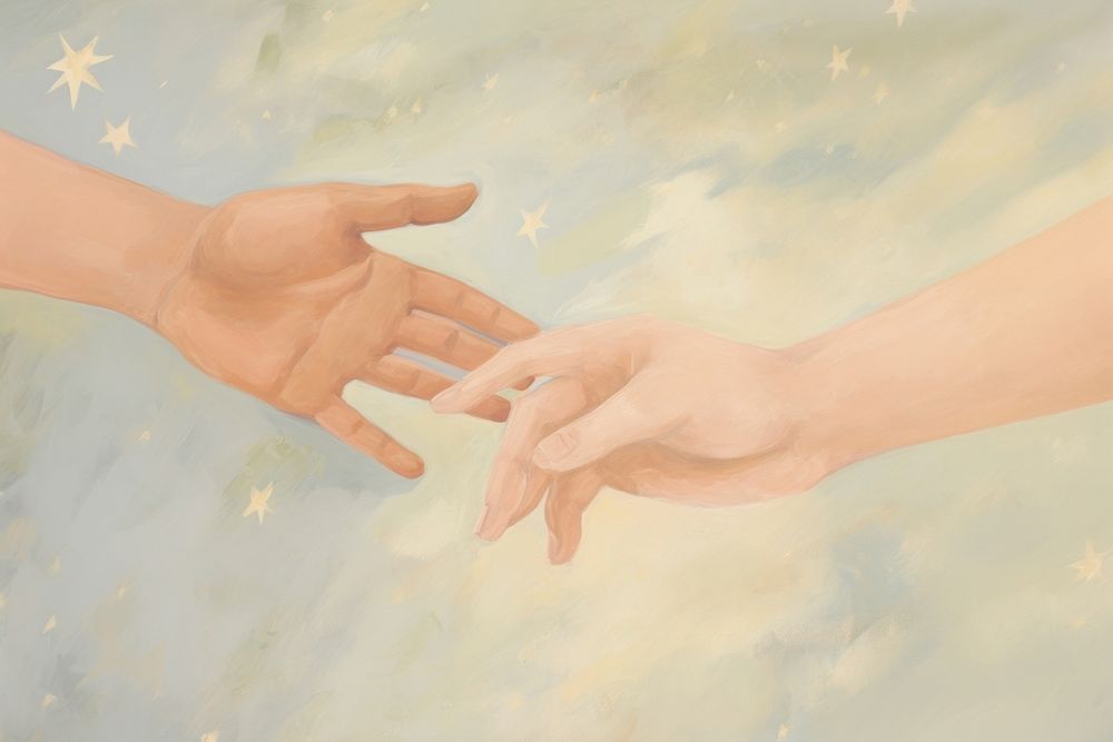 Hand holding stars painting finger togetherness. 