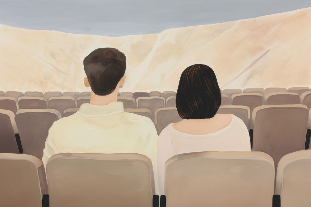 Couple in cinema theater adult chair togetherness. AI generated Image by rawpixel.